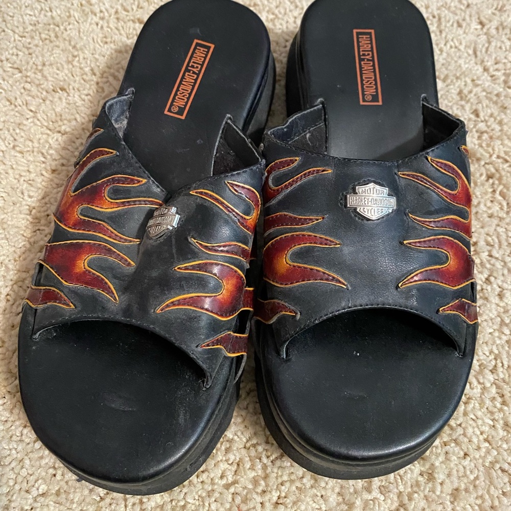 Vintage Harley Davidson Leather Slides